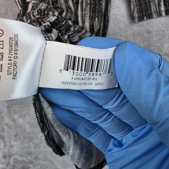 BCBGMAXAZRIA Dress Womens Small Black White Jersey Knit Long Sleeve Shift Midi - Picture 9 of 11